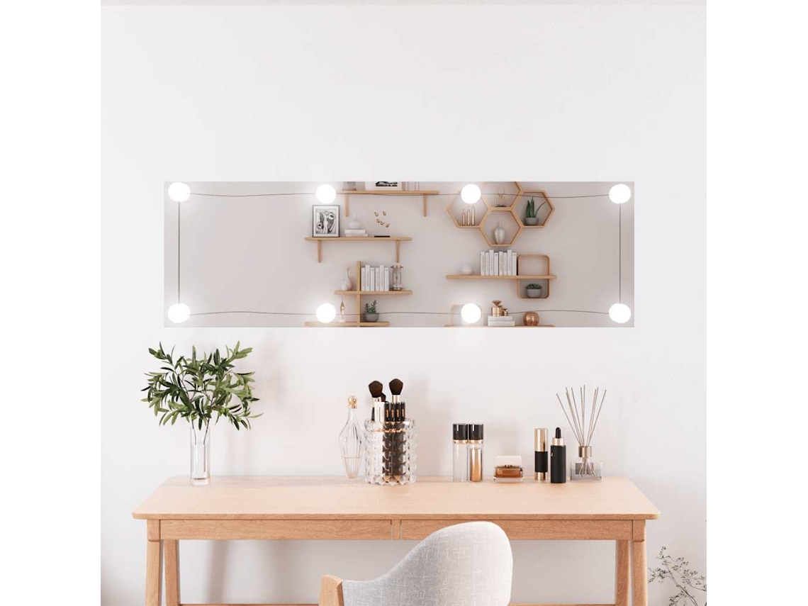Vidaxl Espelho De Parede Retangular Com Luzes Led 30x100 Cm Vidro