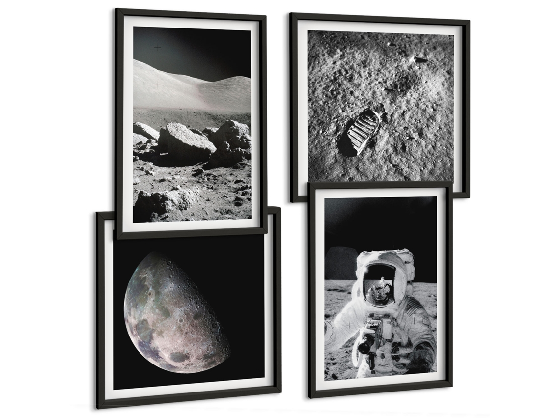 Quadros Decorativos Para Parede Padrões De Plantas Em Bege E Marrom Moldura Preta Quadros Para O Escritório Espelharte (conjunto De 4 Imagens)