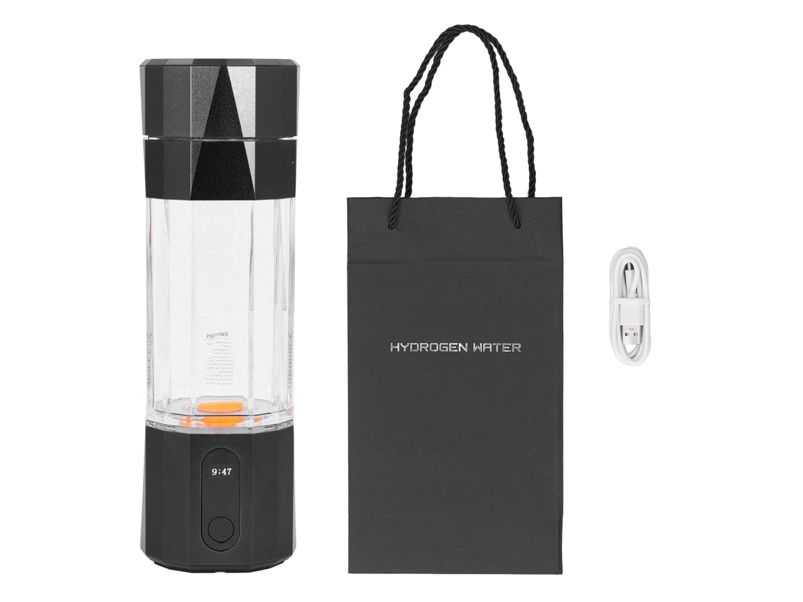 Garrafa Ionizadora De Água De Hidrogênio Preta 208ml Portátil