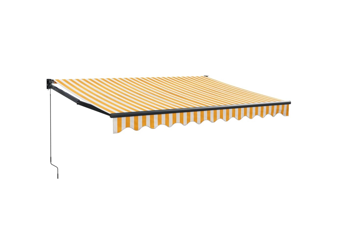 Toldo Retrátil 3.5X2.5 M Tecido e Alumínio Amarelo e Branco VIDAXL