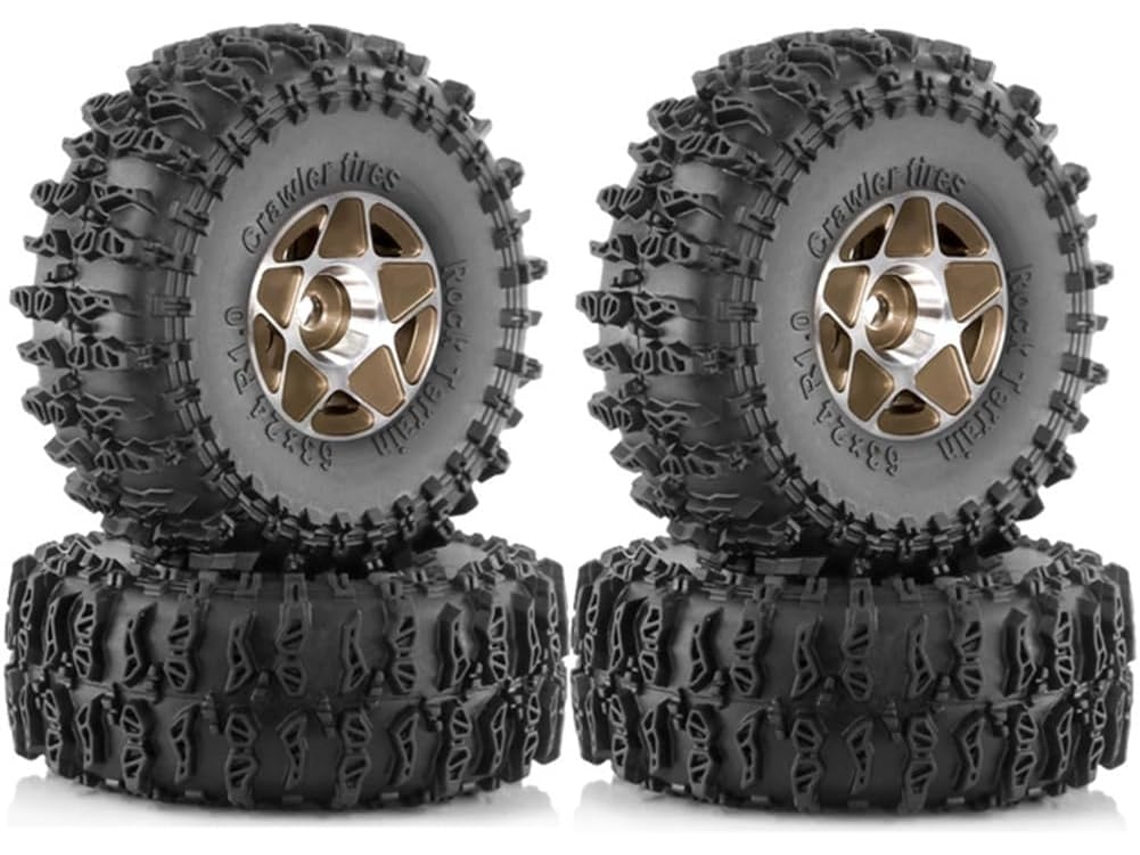 Rodas e Pneus Beadlock de Metal 63 Mm para Carros Rc 1/18 e 1/24 SFUSHOS (1,0 Polegada)