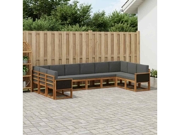 Vidaxl Conjunto De Sofás Para Exterior 10 Pcs Natural E Antracite