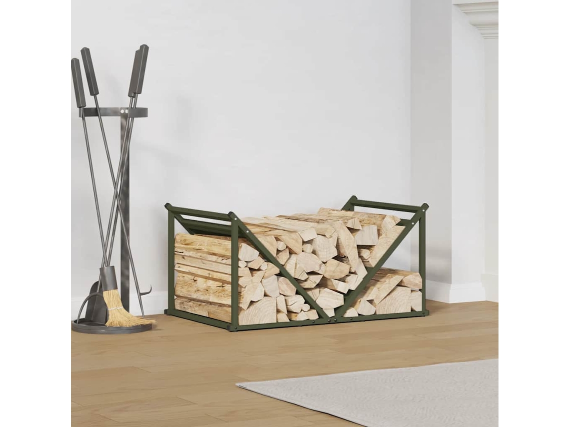 Vidaxl Suporte Para Lenha Aço Laminado A Frio Verde Azeitona