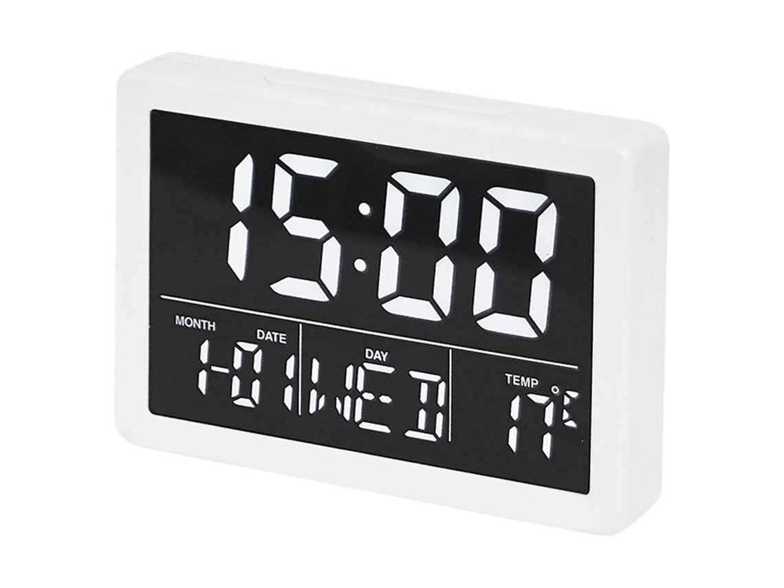 Rádio-relógio digital com luz de fundo automática, visor de data, preto. Brilvibera