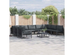 Vidaxl Conjunto De Sofá De Jardim 9 Unid. Preto Aço