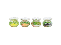 Mali 4pcs Pequeno Aquário de Vidro para Casinha de Boneca Miniatura 1:12 com Peixes em Miniatura