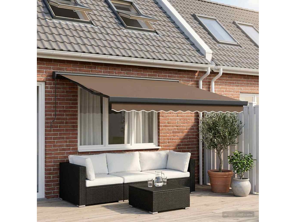 Vidaxl Toldo Retrátil Cinzento-acastanhado 300 X 250 Cm