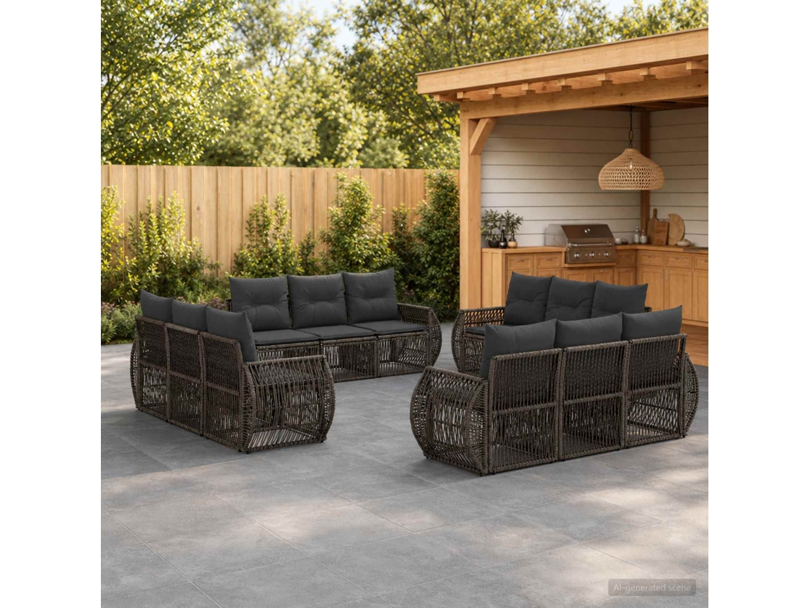 Vidaxl Conjunto De Sofá De Jardim 12 Unid. Cinza E Cinza Escuro