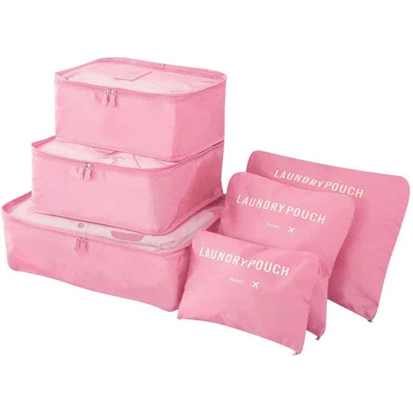 Conjunto De 6 Organizadores De Mala, Cubos Organizadores Para Roupas E Malas De Viagem, Cor Rosa