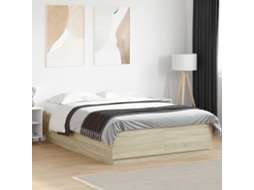 Estrutura De Cama 160x200 Cm Derivados Madeira Carvalho Sonoma