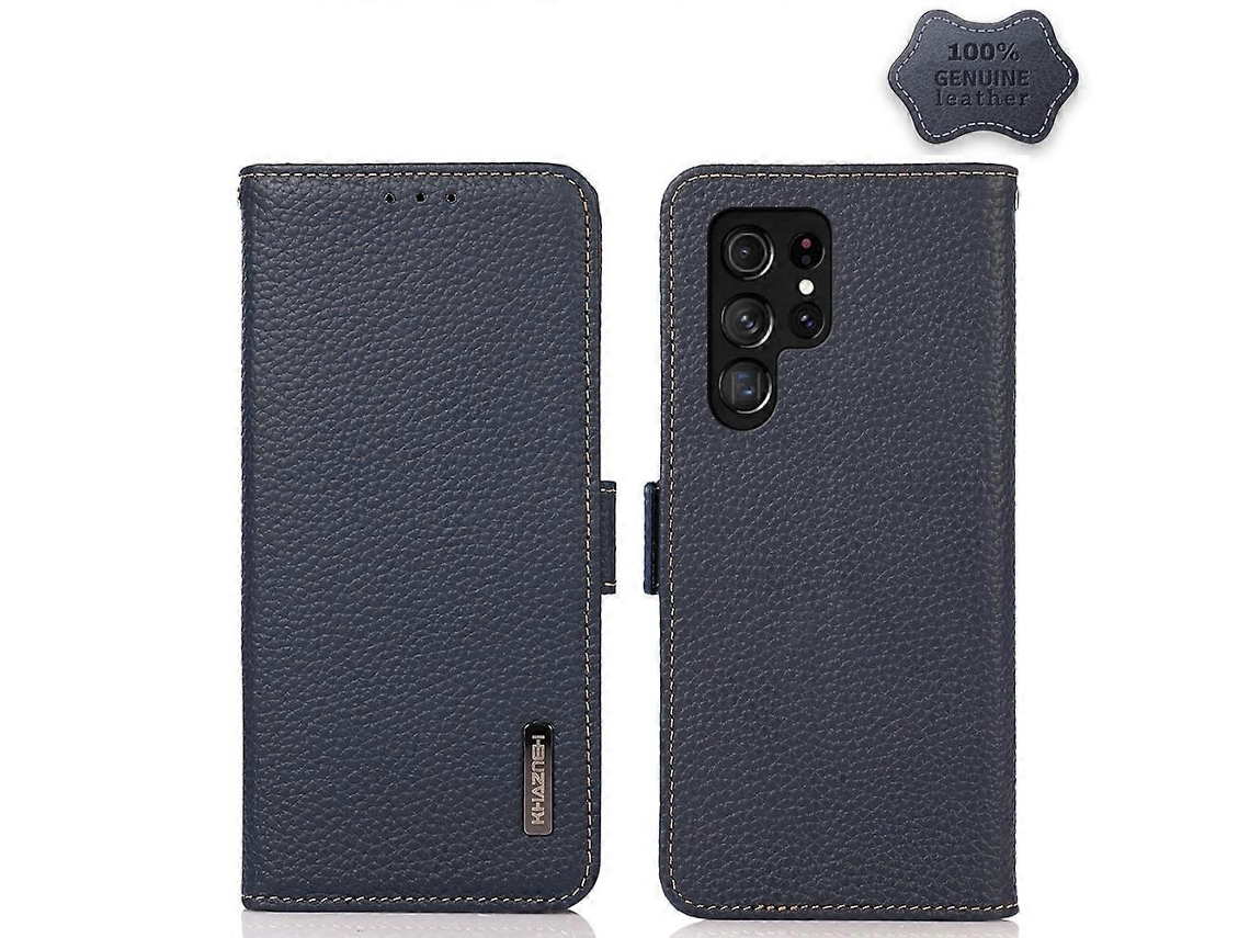 Capa De Celular Khazneh Em Couro Cor Lichia Com Fecho Magnético Lateral E Proteção Rfid Para Samsung Galaxy S23 Ultra 5g