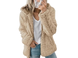 2026 abrigo de Peluche Oso Teddy para Mujer Con Capucha Abrigo Suave Invierno Caliente Casual 3xl Caqui