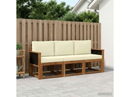 Vidaxl Conjunto De Sofás Para Exterior 3 Pcs Natural E Creme