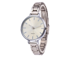 Relógio de Pulso Simples Fashion Quartz com Pulseira de Aço para Homens e Mulheres (prata)
