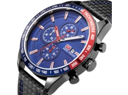 Reloj Deportivo Cronógrafo Hombre Mini Focus Analógico Cuarzo Impermeable Azul Negro