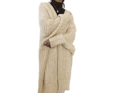 Fasst Cardigan Mulher Ponto Waffle Gola V Manga Longa Casual S/MARCA