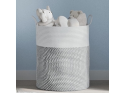 Vidaxl Cesto De Arrumação Ø38x46 Cm Algodão Cinzento E Branco