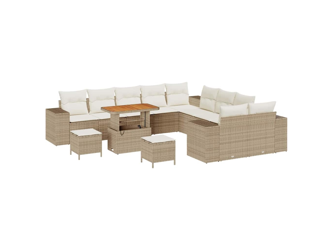 Maison Exclusive - Conjunto De Sofá De Jardim 13 Pcs Bege E Creme Vime Pe