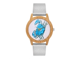 Reloj De Pulsera Unisex Con Correa De Malla Patrón Cangrejo De Cuarzo Zhoulianfa (plata)