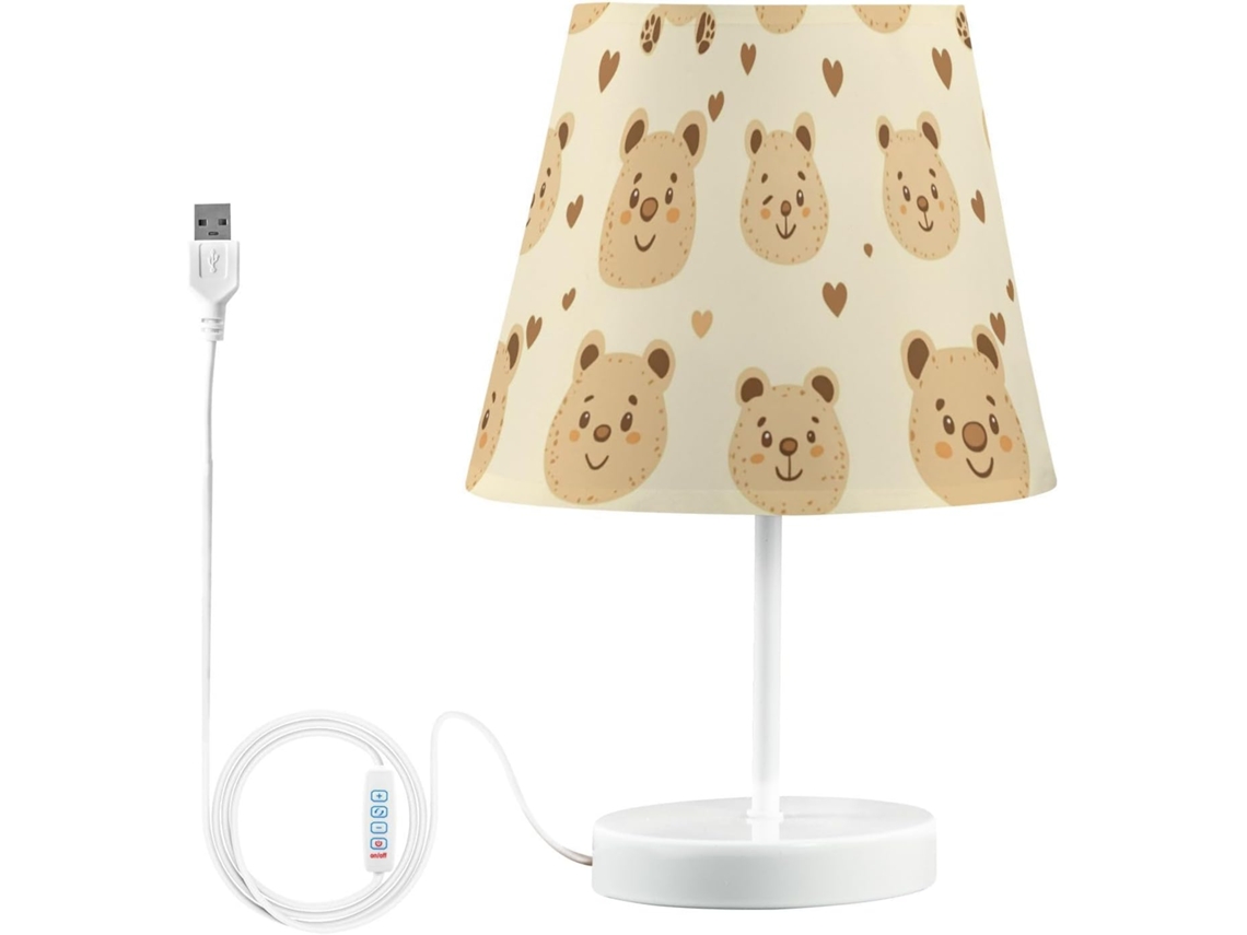 Abajur De Cabeceira Kcldeci Com Estampa Rosto Urso, Estilo Rústico, Para Quarto, Sala, Mesa Lateral Ou Hall De