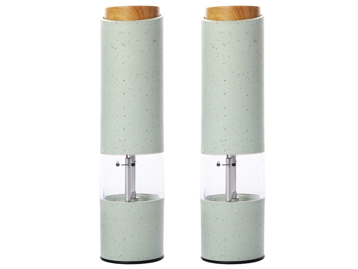 Conjunto De Moinhos Elétricos De Sal E Pimenta De Duas Peças, Alimentados Por Bateria (não Incluído) - Verde