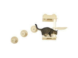 Escadarias De 73cm Escalada , Parede Escadas Gato, 4 Peças. Conjunto, Com Arranhador, Rede, Bege+branco Creme, 40 X 28