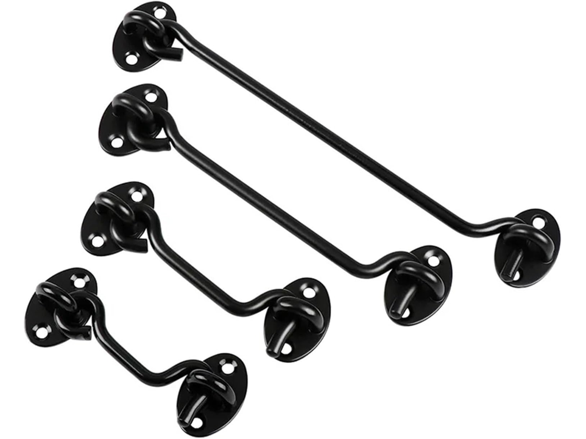 Fecho Para Porta De Celeiro, Fecho De Gancho E Olhal Em Aço Inoxidável, 4 Peças, Prata E Preto, 3-16 Polegadas 3