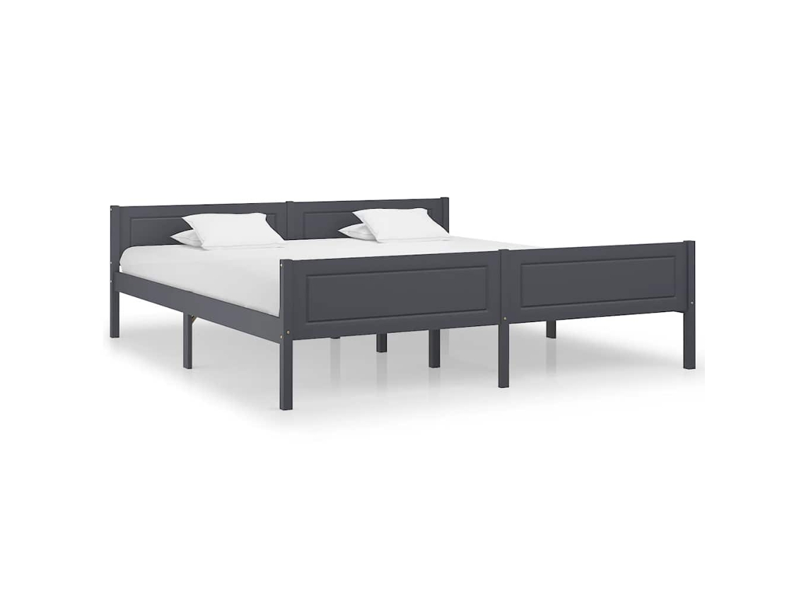 Vidaxl Estrutura De Cama 180x200 Cm Pinho Maciço Cinzento
