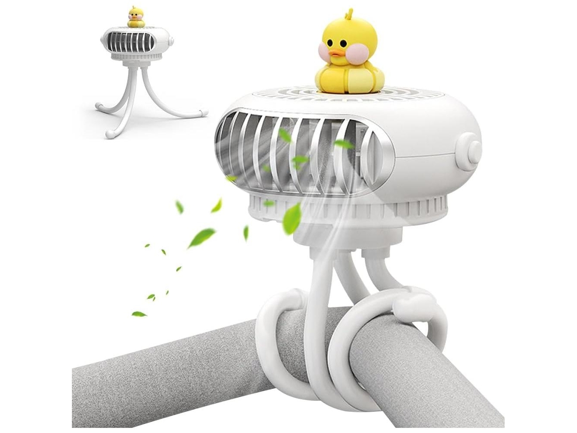 Ventilador para carrinho de bebê, sem hélices, 360° rotação, USB, luz LED, 3 velocidades, tripé MDUG