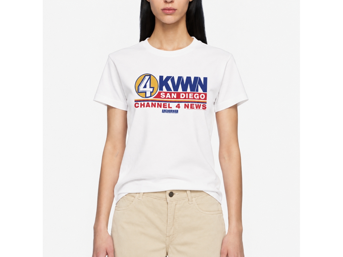 Rockinstone Anchorman Movie Ch 4 News Logo White Adult T-shirt Size:s