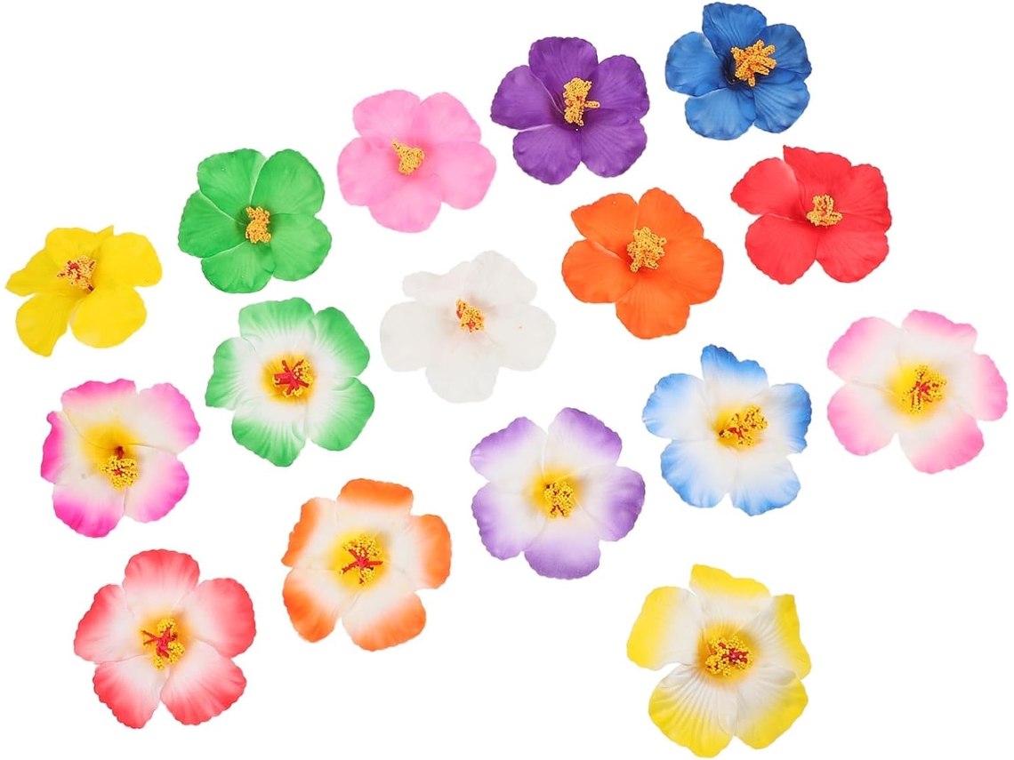 Conjunto de 17 Peças de Decoração Tropical com Flores Artificiais de Hibisco CHABERLU