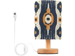 Abajur De Cabeceira Vintage Com Estampa Étnica Para Quarto, Portas De Carregamento Usb C, Luminária De Mesa Cabeceira