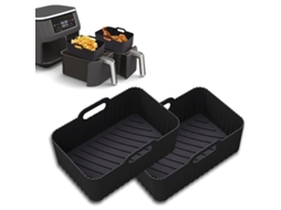 Conjunto De 2 Forros De Silicone Reutilizáveis​​ Para Fritadeira Elétrica Ninja Dual Air Fryer(af400uk, Af300uk, Double Stack Xl, Sl400uk 9.5l)
