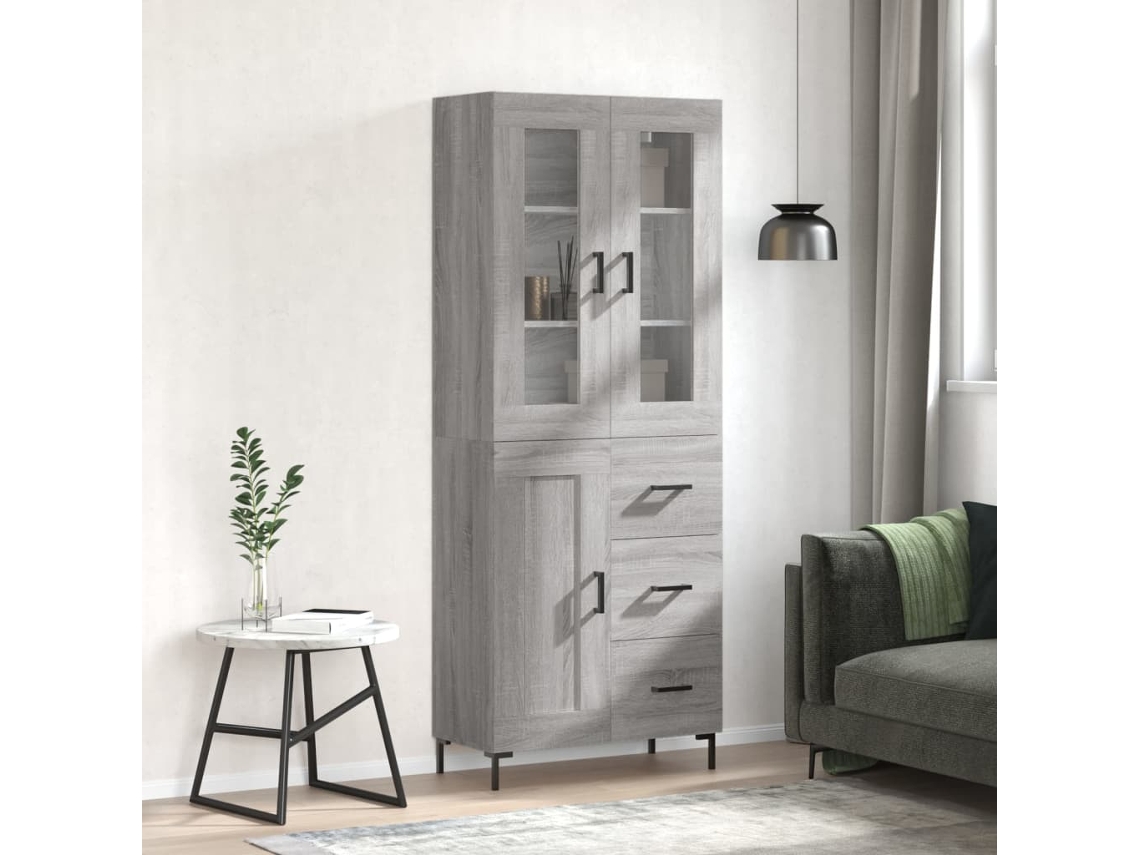 Vidaxl Armário Alto 69,5x34x180 Cm Derivados De Madeira Sonoma Cinza
