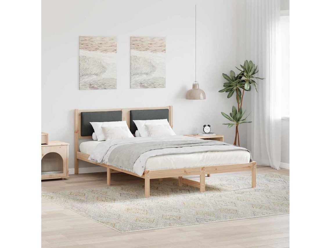 Vidaxl Estrutura da Cama com Cabeceira Cinza Escuro 135 X 190 Cm