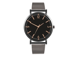 Reloj De Cuarzo Con Correa De Malla Moda Estilo Casual Unisex Pulsera Negro