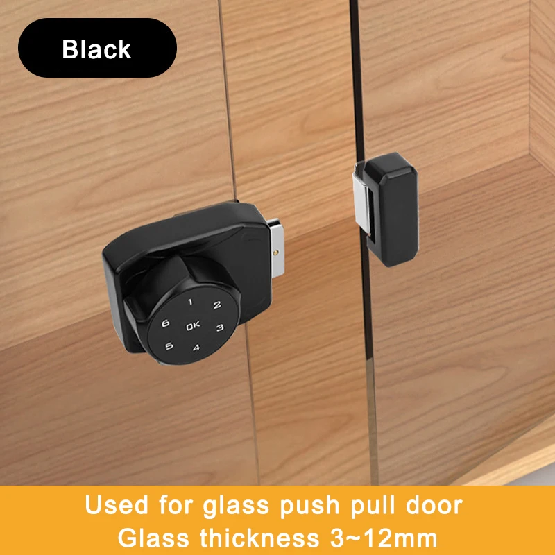 (preto) Fechadura Elétrica De Combinação Para Vitrines De Vidro, Adequada Para Vitrines Com Portas De Vidro Deslizantes.