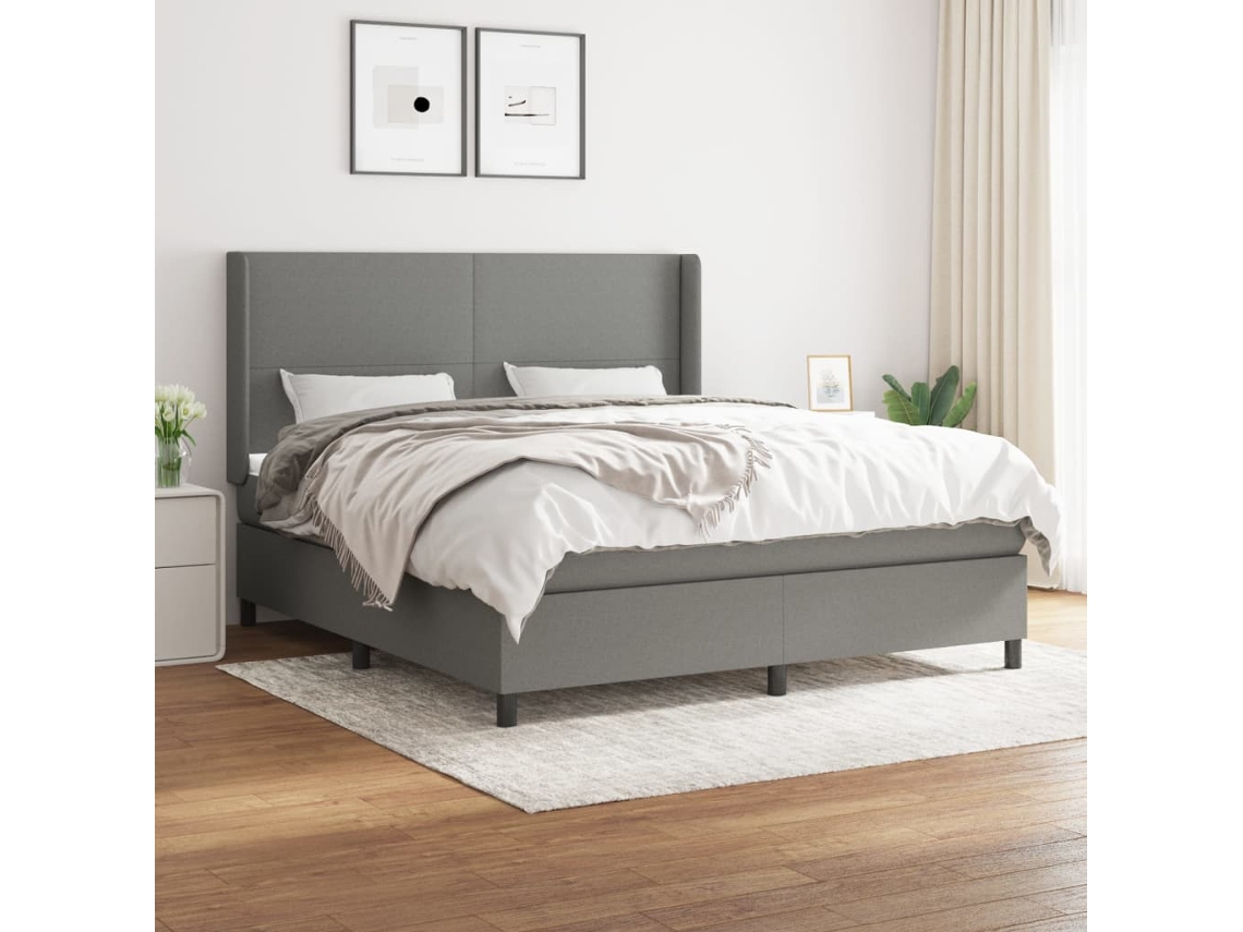 Vidaxl Cama com Molas/colchão 160x200 Cm Tecido Cinzento escuro