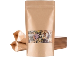 Lote De 100 Sacos De Papel Kraft Com Janela(14 X 20 X 4 Cm), Sacos Reseláveis, Sacos De Papel Marrom, Embalagens Para Alimentos No Atacado