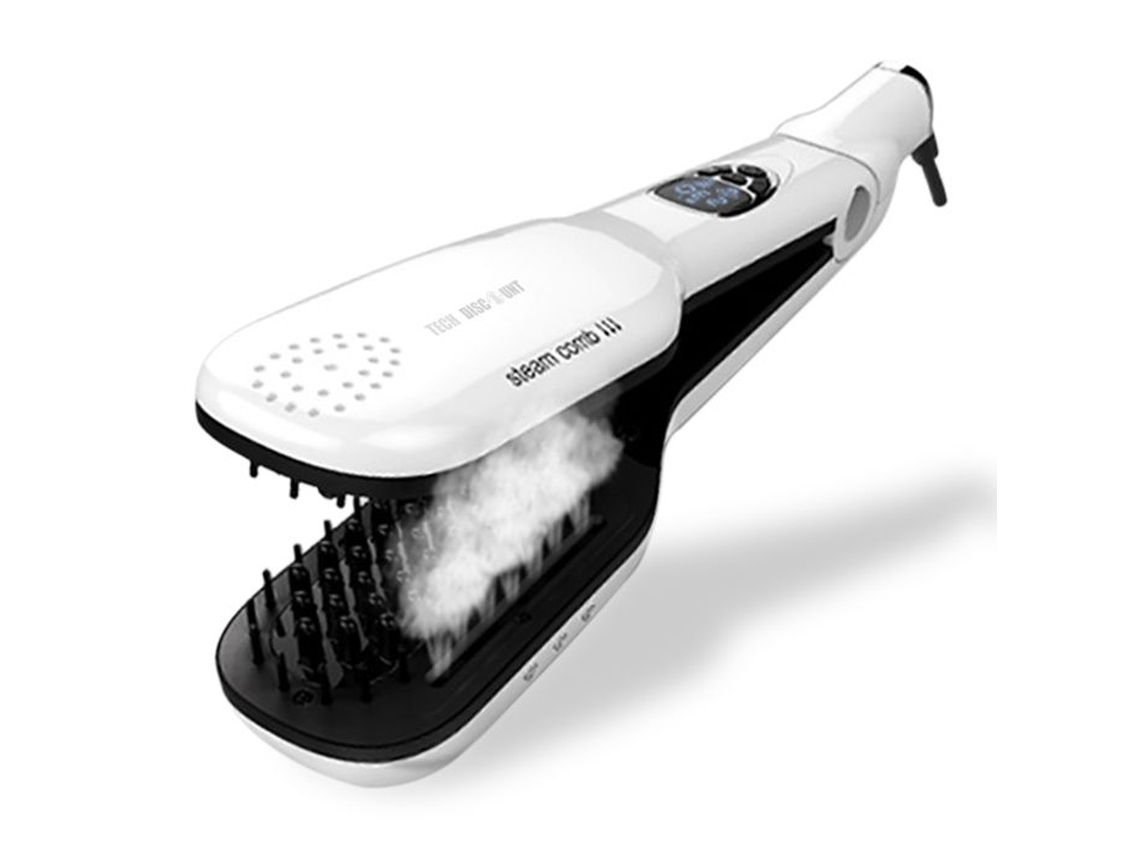 Pente profissional para alisador de cabelo a vapor com pente embutido cabelo curto cabelo longo branco vapor cerâmica elétrica INNOVTEC