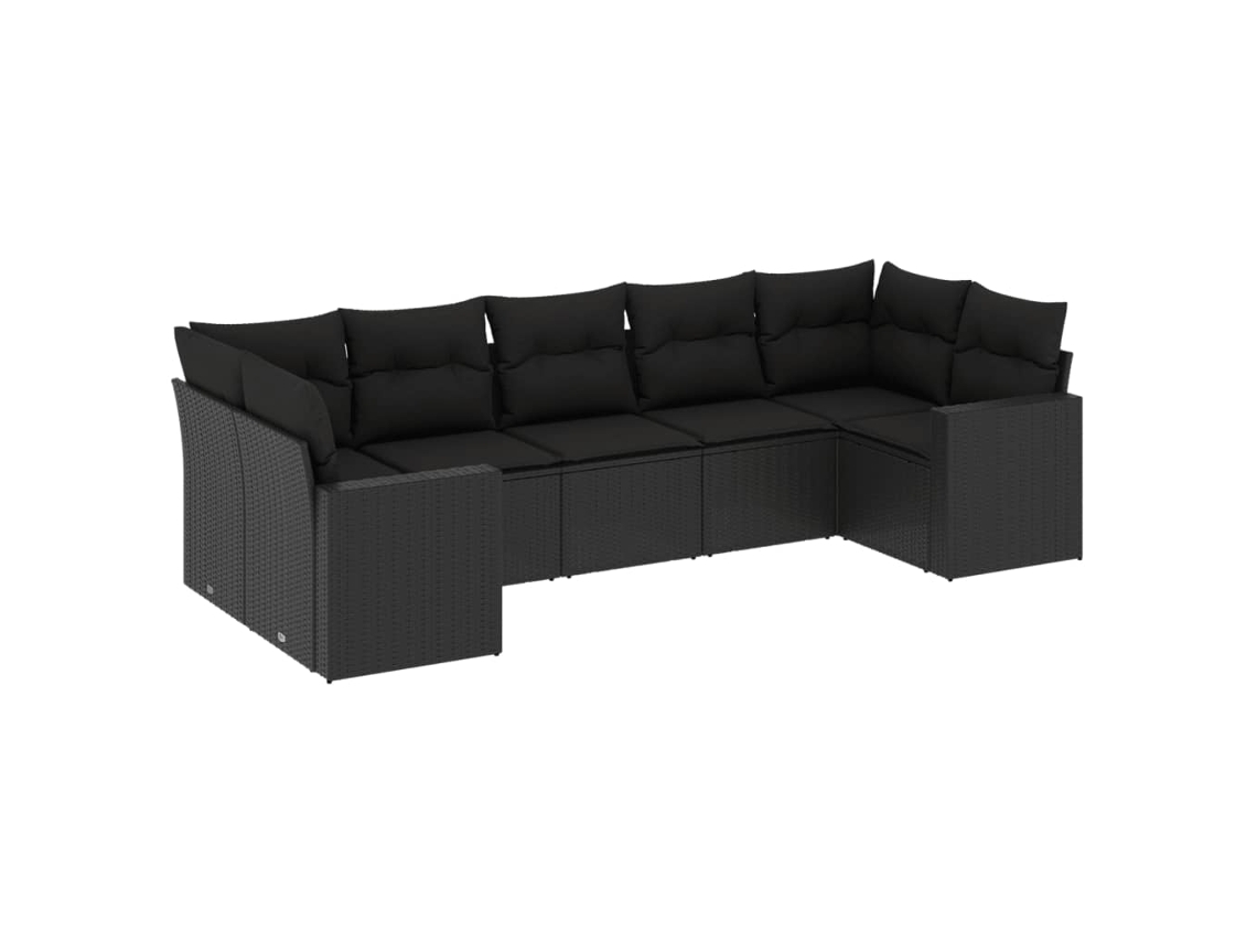 Maison Exclusive - 7 Pcs Conjunto De Sofás P/ Jardim C/ Almofadões Vime Pe Preto