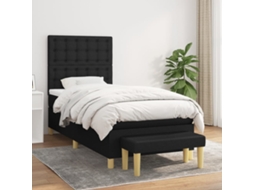 Cama Com Molas/colchão 100x200 Cm Tecido Preto