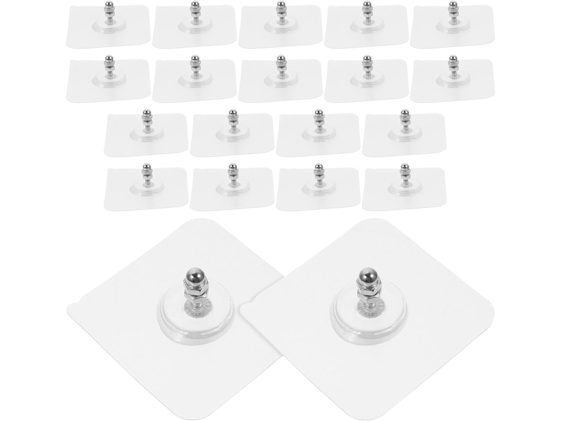 Pacote Com 20 Ganchos Adesivos Reforçados De Aço Inoxidável 6x6, Sem Necessidade De Furar, Parafusos Mm