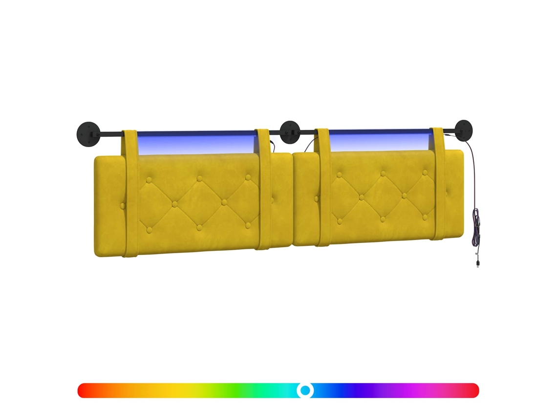 Cabeceira Suspensa com Luz Led Amarelo Veludo MAISON EXCLUSIVE
