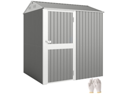 Casinha de Jardim de Aço CHEZMOI com 3,51 M² de altura, ventilação, porta com fechadura e dimensões de 209 X 177 X 236 cm (Prateada)