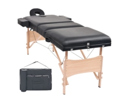 Vidaxl Mesa De Massagem Dobrável De 3 Zonas 10 Cm Espessura Preto