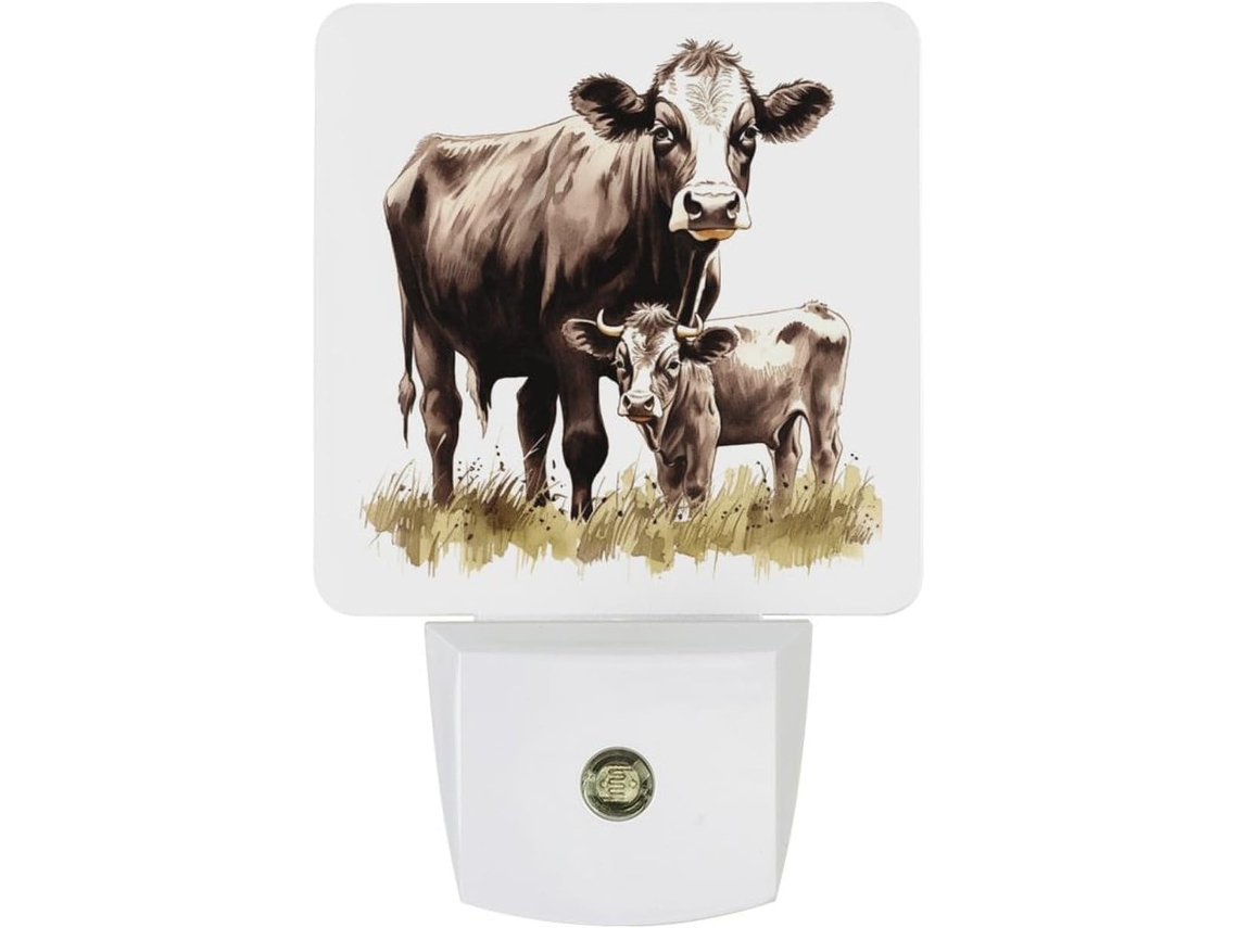 Luminária Noturna LED com Desenho de Vaca, Sensor Crepuscular, Luz Noturna Decorativa para Corredor, Luminária para Quarto