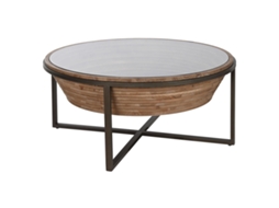 Mesa de Centro de Vidro Esprit Home Madeira de Abeto 102 x 102 x 46 cm