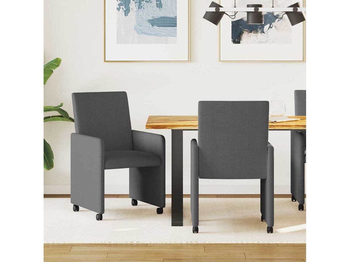 Vidaxl Cadeiras De Jantar Com Rodas 2 Unid. Tecido De Veludo Côtelé