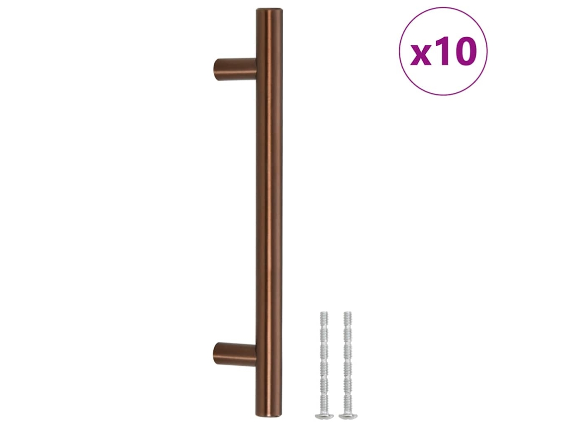 Conjunto 10 Puxadores para móveis VIDAXL aço inoxidável bronze (128 mm)